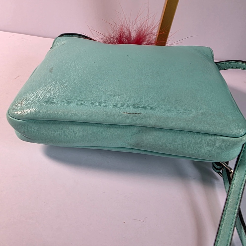 Fendi Monster Micro Baguette in Teal Blue and Red Fur Crossbody Bag - Picture 4 of 7